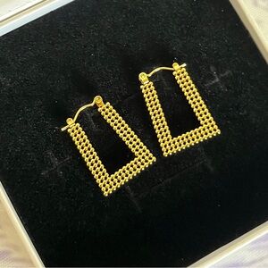 18k Gold Plated Stainless Steel Grid Drop Earrings